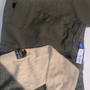 Old Navy tan and green t- shirt hoodie and Khaki Green Cargo Pants